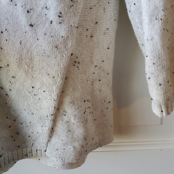 TALBOTS WOOL COTTON BLEND WHITE BLACK SPECKLED SWEATER SIZE LARGE CREW NECK - Picture 6 of 9